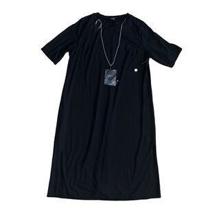NWT MESSINI Black T-Shirt Dress W/ Attached Necklace Size 2X